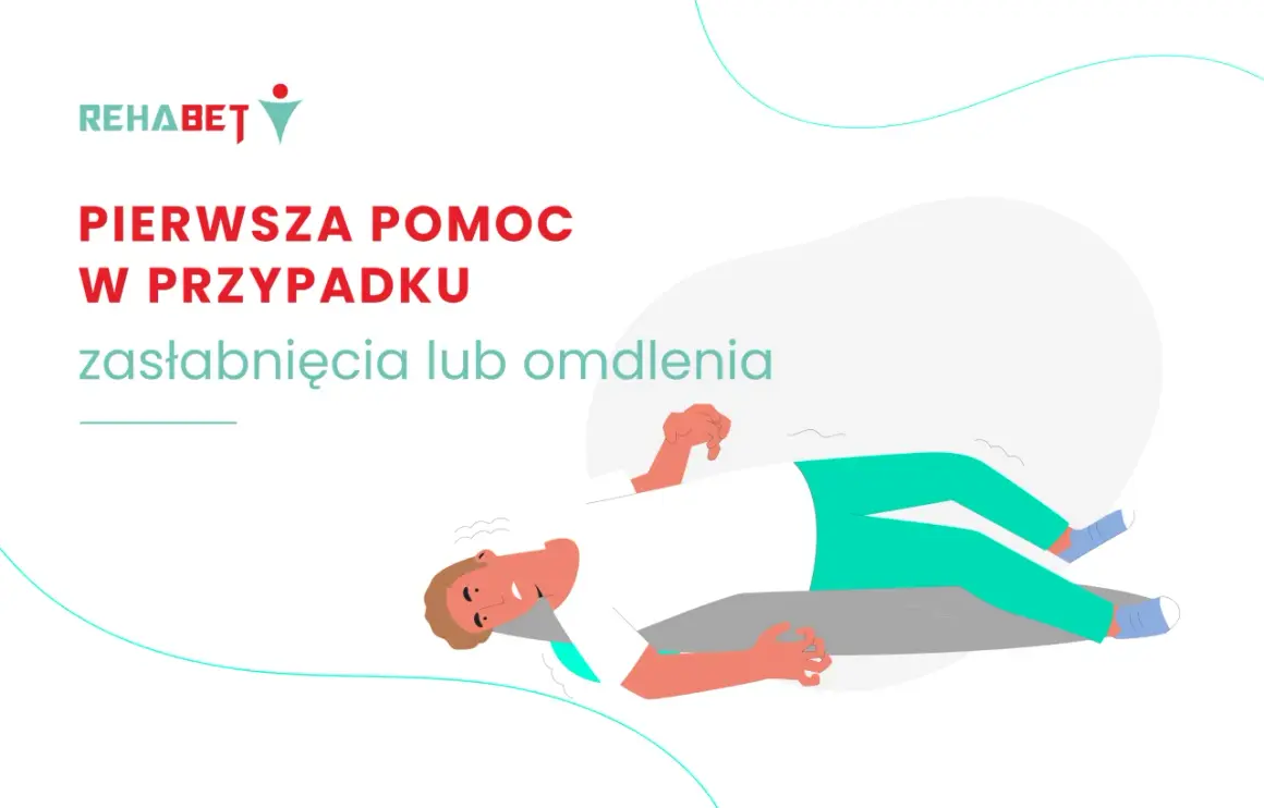 Pierwsza pomoc w przypadku zasłabnięcia lub omdlenia. Ilustracja przedstawia osobę leżącą, która doświadczyła omdlenia.